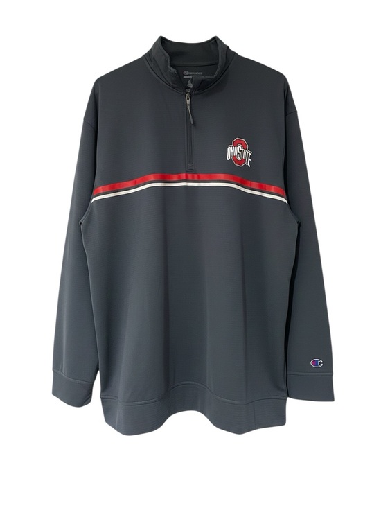 Champion Other - Champion Men's Gray 1/4 Zip Pullover with Red & White Chest Stripe